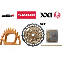 COMBO Sram XX1 XG-1299 10/52T & chain gold & Csixx